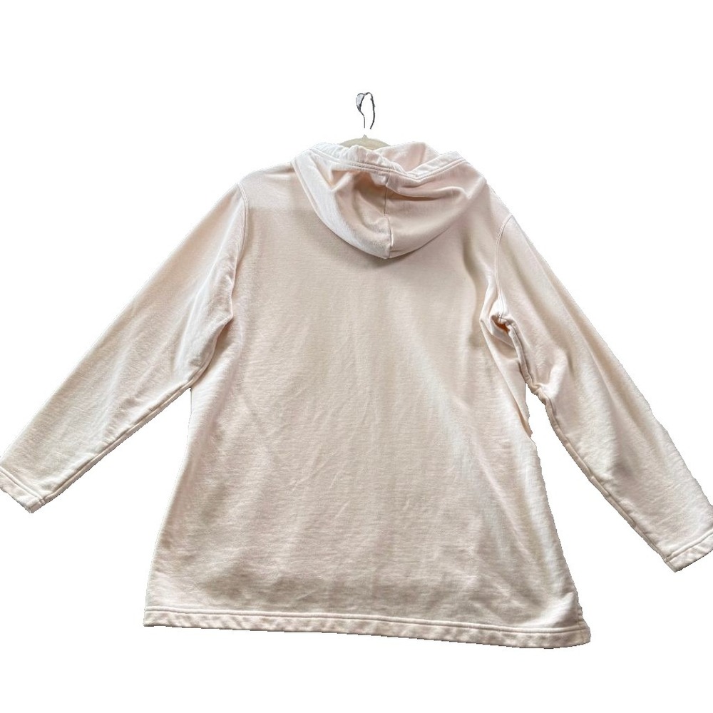 Athleta XS Cream Hooded Sweatshirt Tunic Pullover Split Hem 100% Cotton - Picture 4 of 9